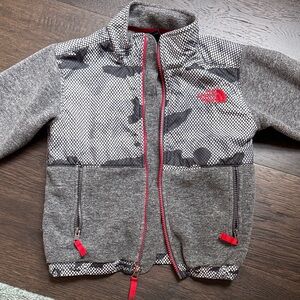 The North Face Red and Gray Patterned fleece